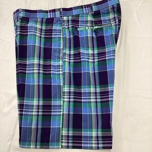 Plaid Men's Shorts in Blue and Green 38
